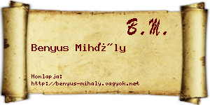 Benyus Mihály névjegykártya